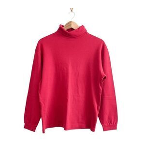 Eddie Bauer Womens Turtleneck Pullover Sweater Long Sleeve Plain Red Large
